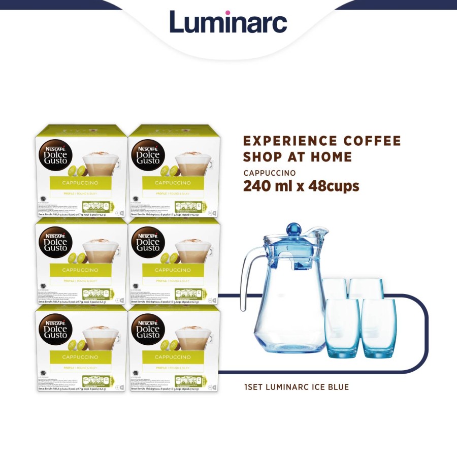 Luminarc Set Minum + Nescafe Dolce Gusto Cappuccino 6 Box - Arc